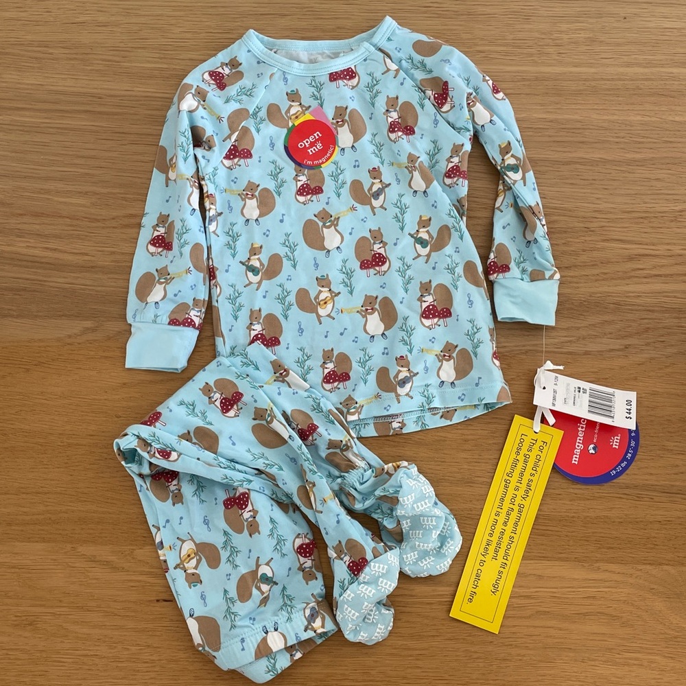Magnetic Me Blue Squirrel Print Pajama Set NWT